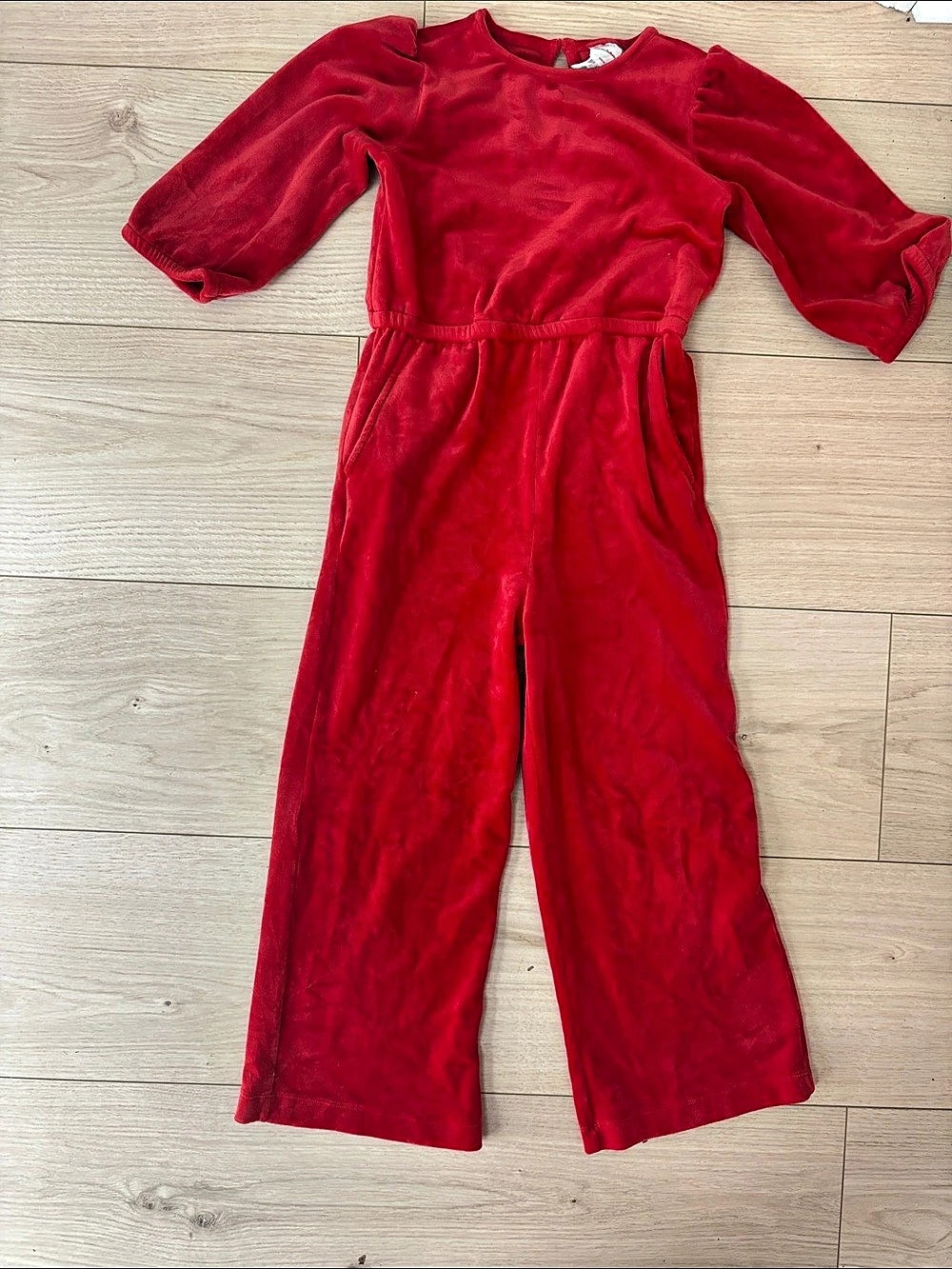 Hanna Andersson Velour Jumpsuit Red Girls Size 6-7